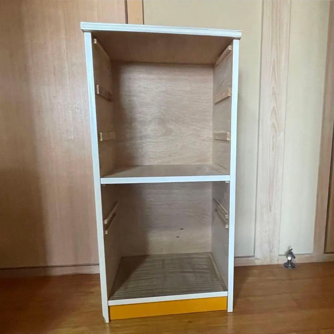 昭和レトロポップ　オレンジ色 5段チェスト タンス　丸型取っ手付き