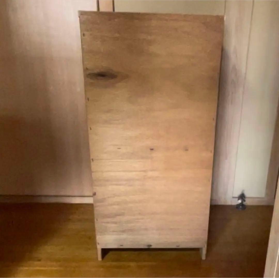 昭和レトロポップ　オレンジ色 5段チェスト タンス　丸型取っ手付き