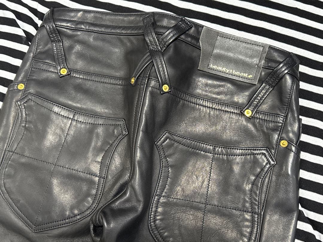 b:b ブラックレザー 馬革 サイズM