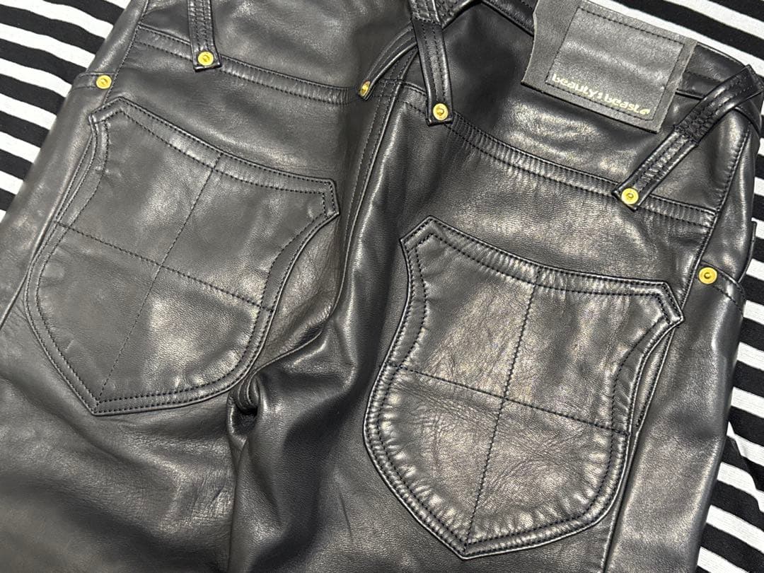 b:b ブラックレザー 馬革 サイズM