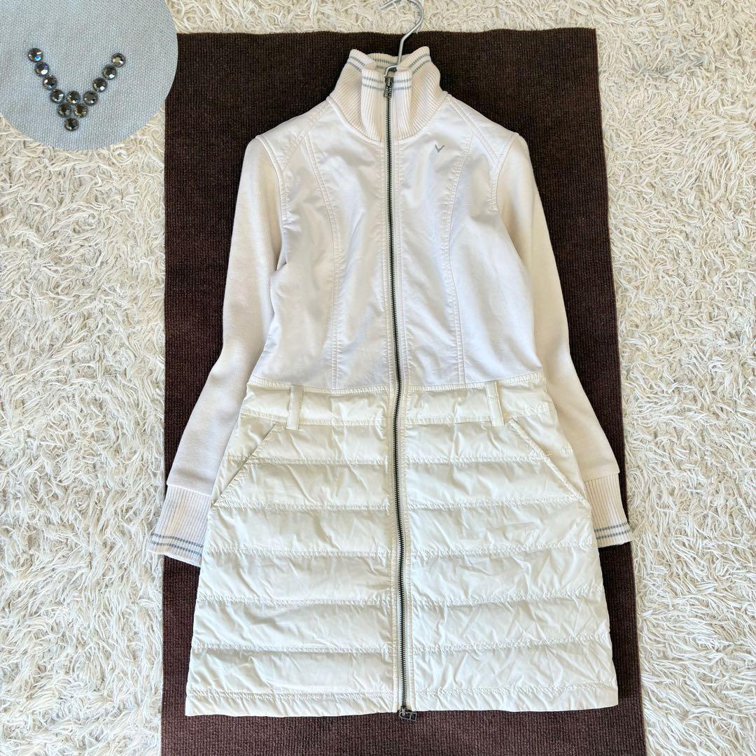 キャロウェイ ダウン切り替え ジップワンピース コート ホワイト M