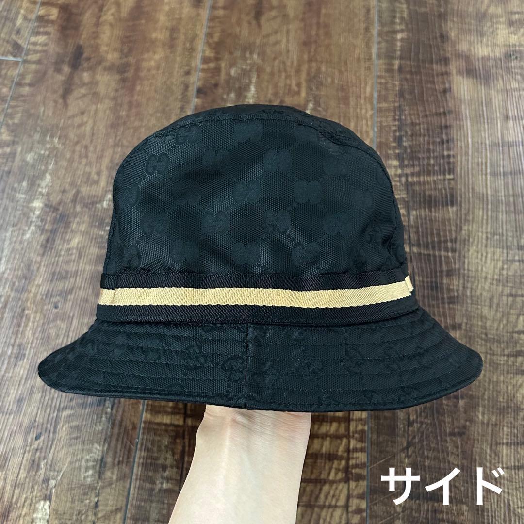 【美品】GUCCI グッチ バケットハット モノグラム 黒 L