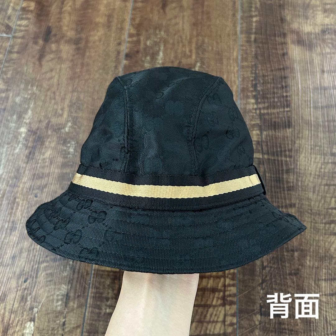 【美品】GUCCI グッチ バケットハット モノグラム 黒 L
