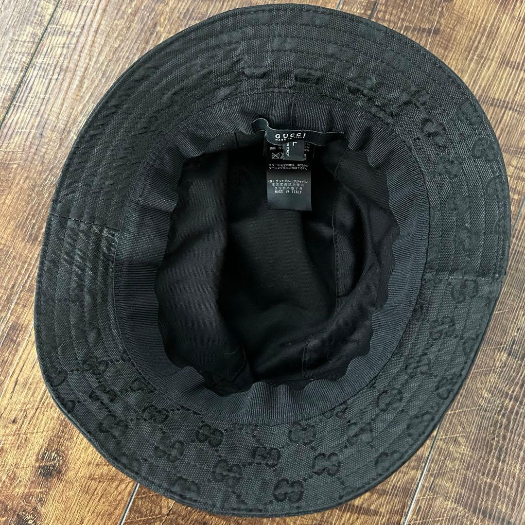 【美品】GUCCI グッチ バケットハット モノグラム 黒 L