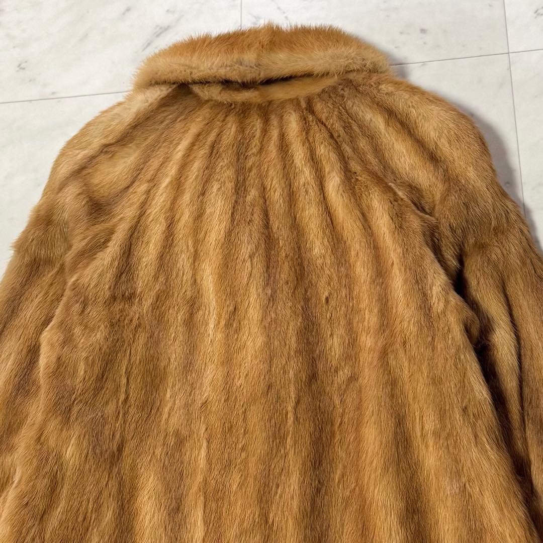 EMBA 毛皮コート ミンクファー ストライプ キャメル