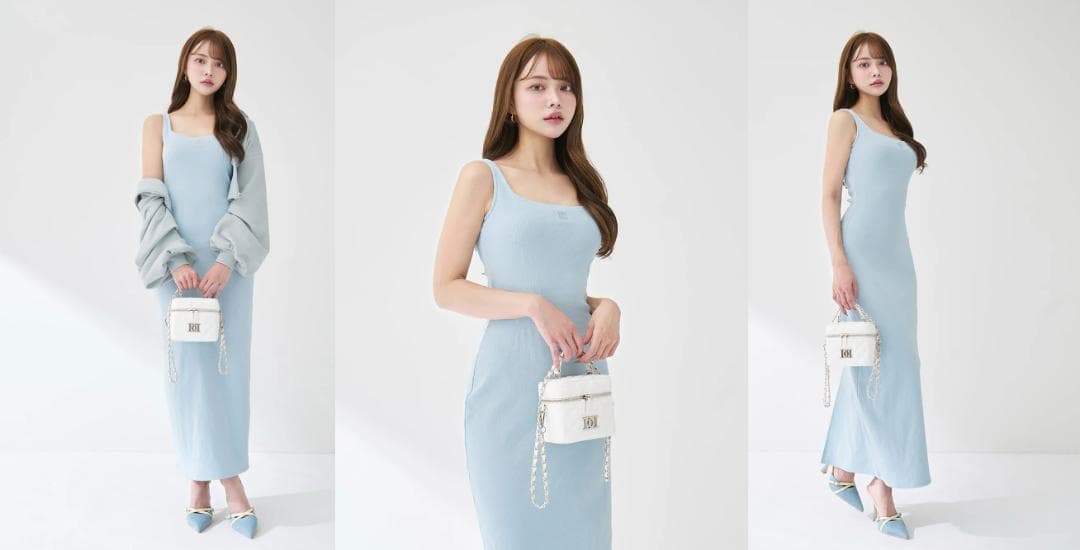 ダーリッチ darich シェイプリブカットロングワンピース グレー FS