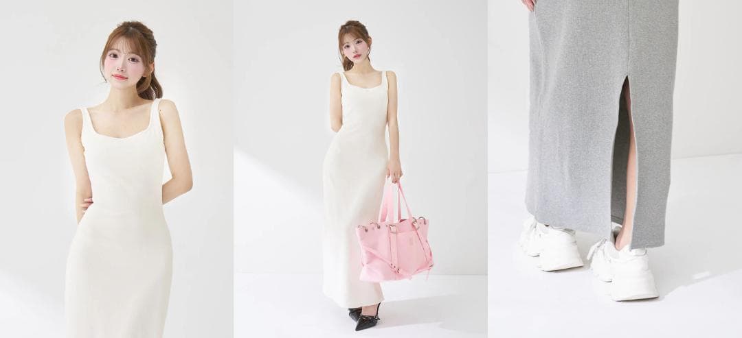 ダーリッチ darich シェイプリブカットロングワンピース グレー FS