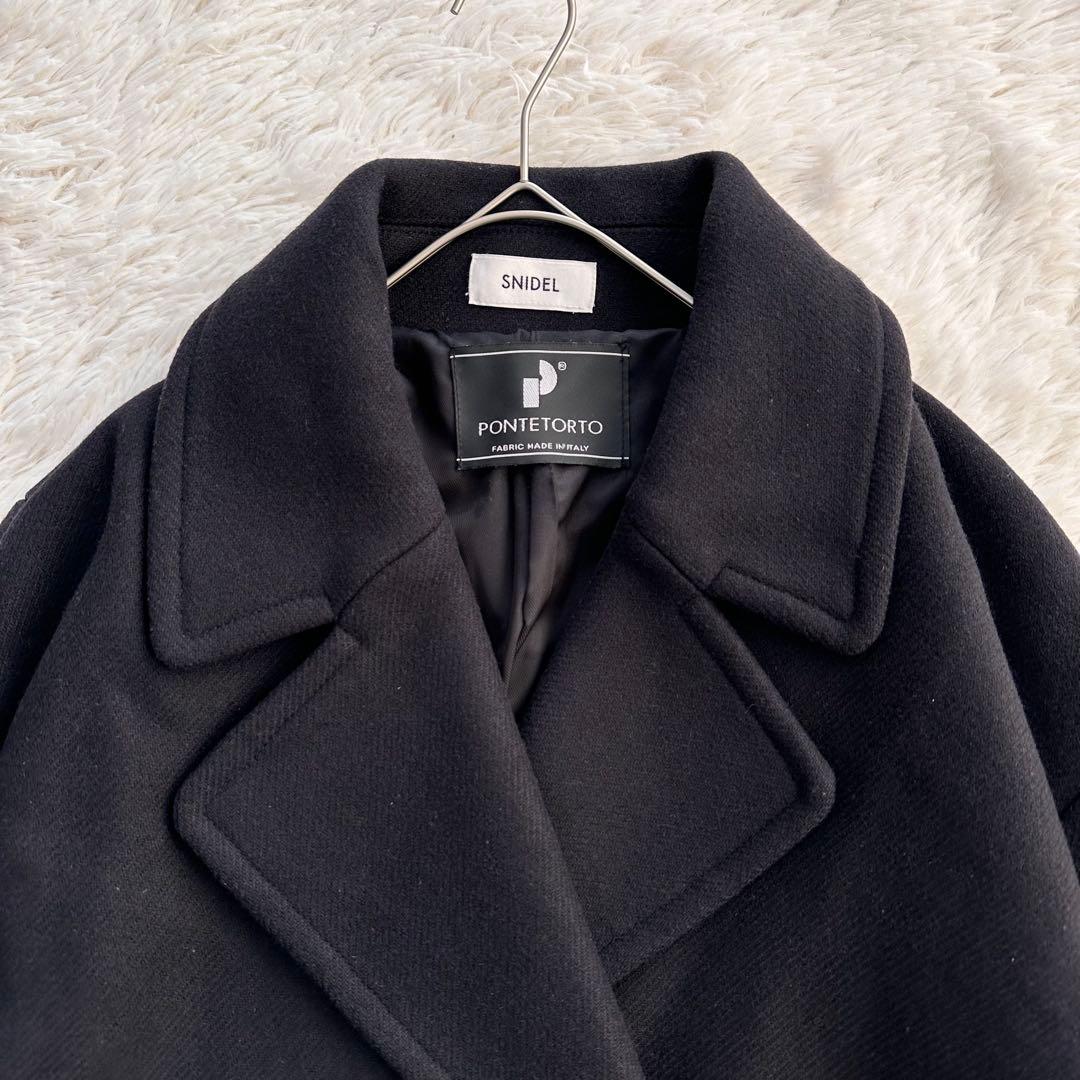 SNIDEL ウールコクーンダブルコート オーバーサイズ イタリア生地 ブラック