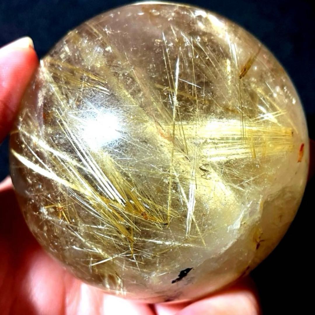超大玉　63mm ゴールドタイチンルチルクォーツ　丸玉　スフィア　金針水晶