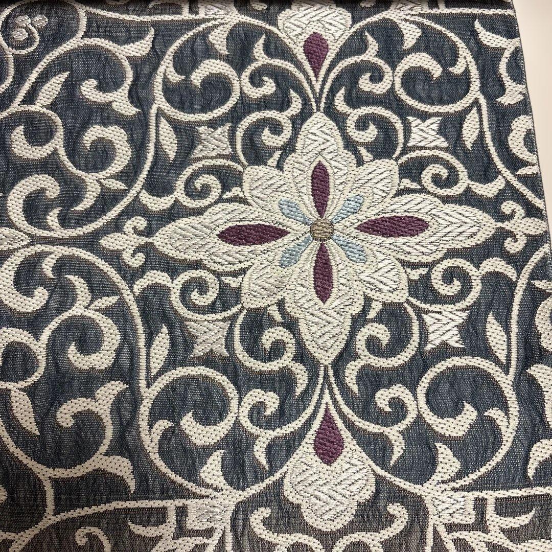 【新品】名古屋帯　未仕立て　グレー　ダークグリーン　パープル