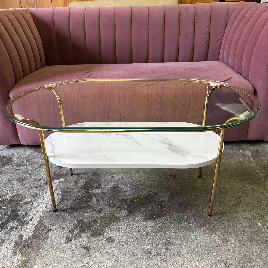 Francfranc レガート コーヒーテーブル S ゴールド×マーブル