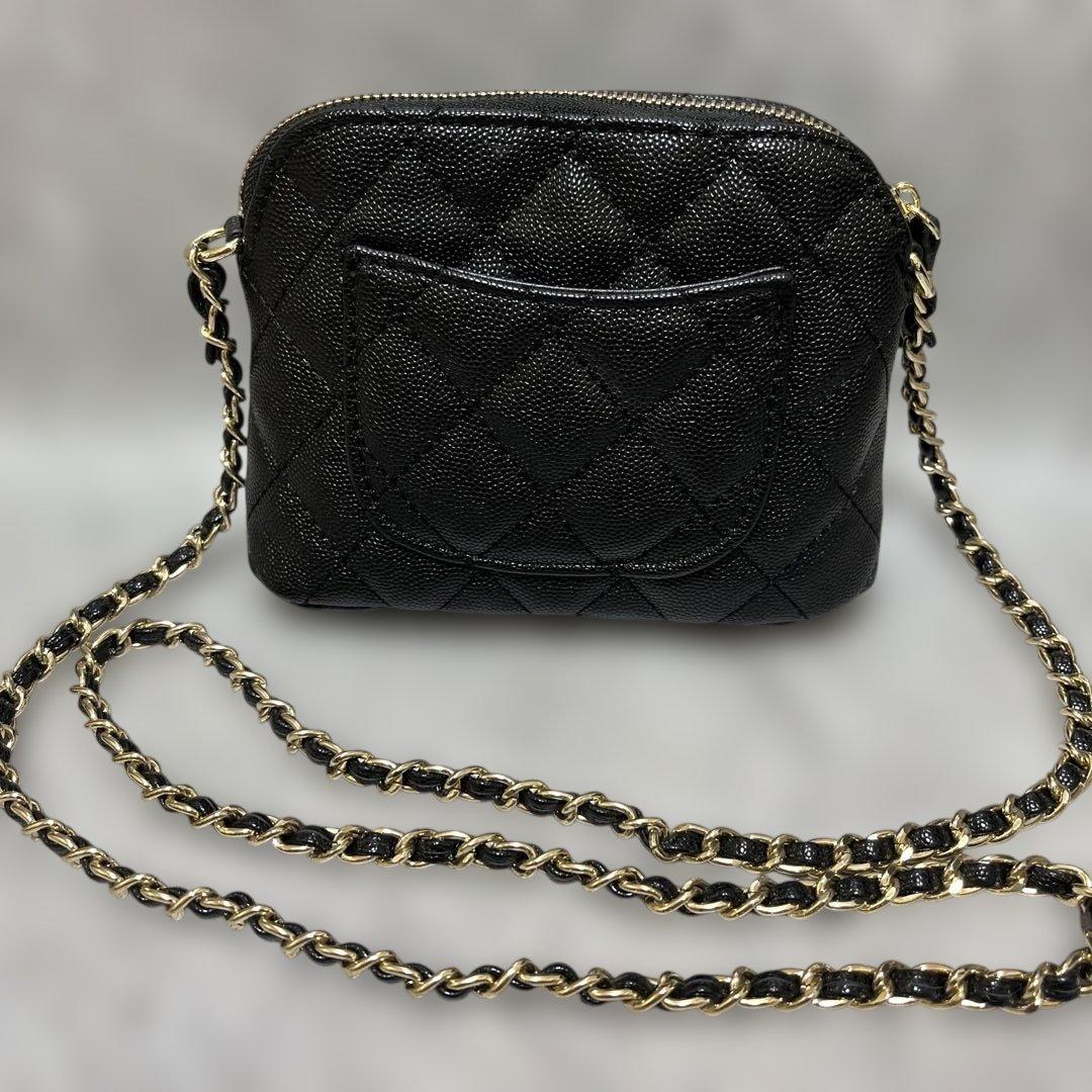 シャネル キャビアスキンショルダーバッグ ゴールドチェーン