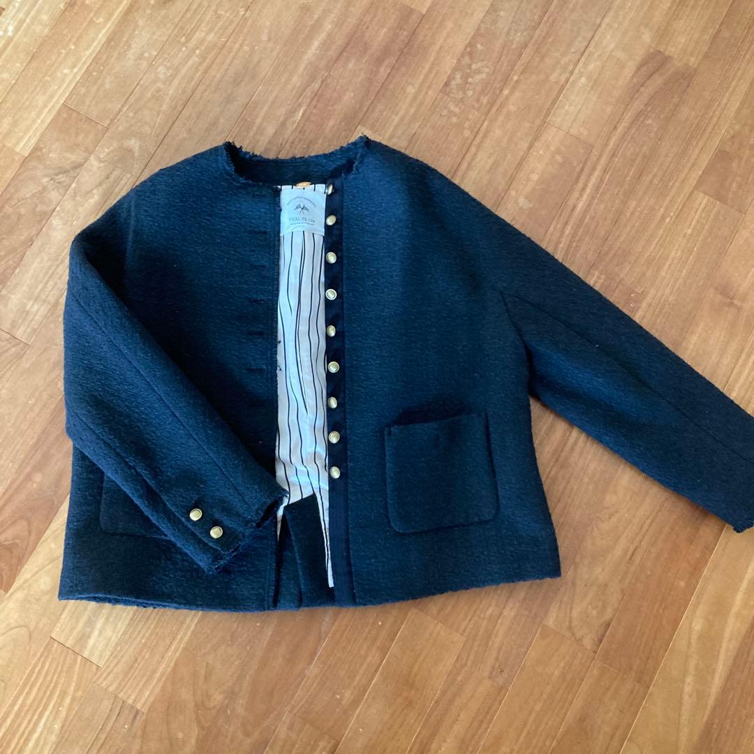 Yuuuuuuさま　スラブツイード ノーカラージャケット