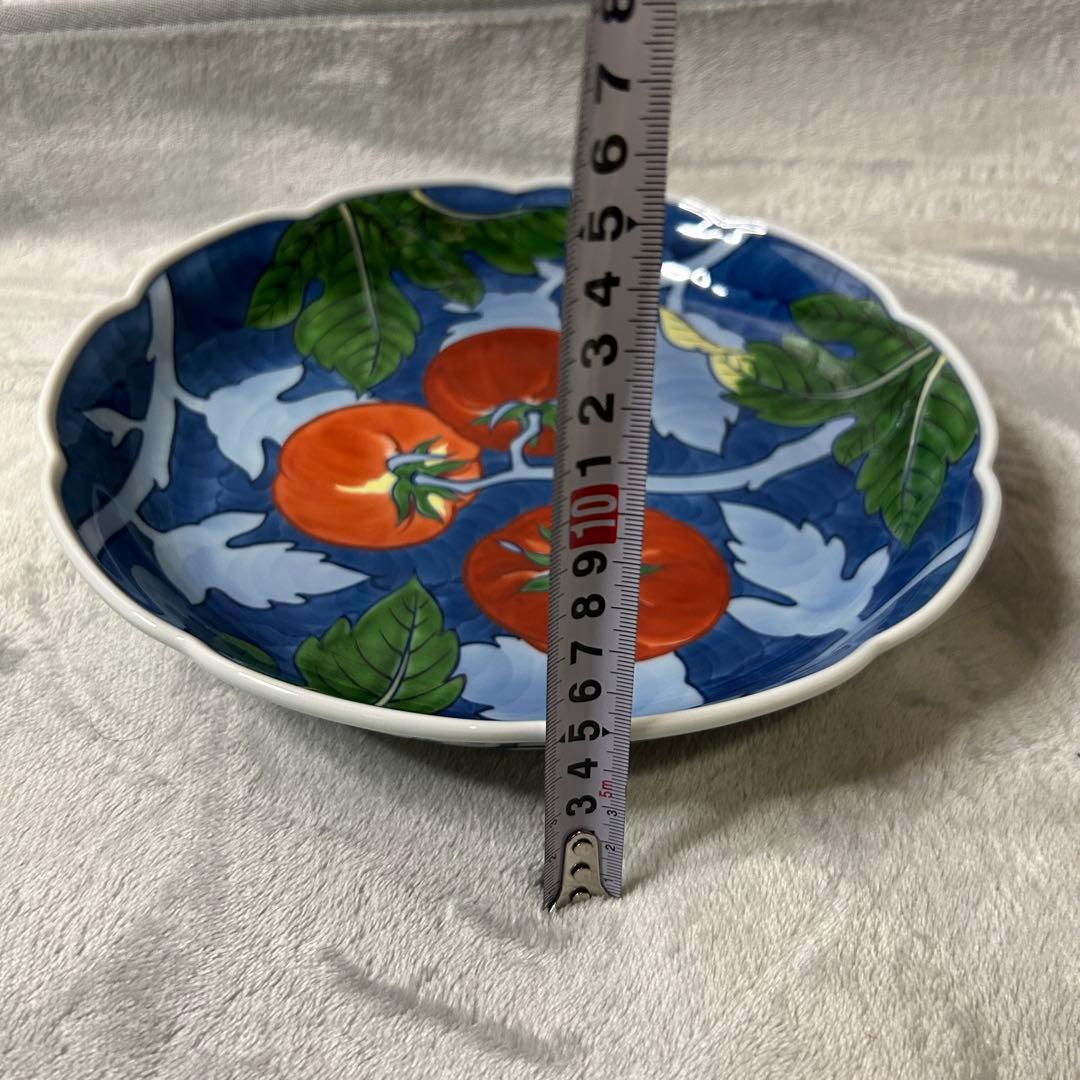 【希少•美品】源右衛門窯 染錦蕃茄文 大皿 26cm トマト柄 深皿 有田焼