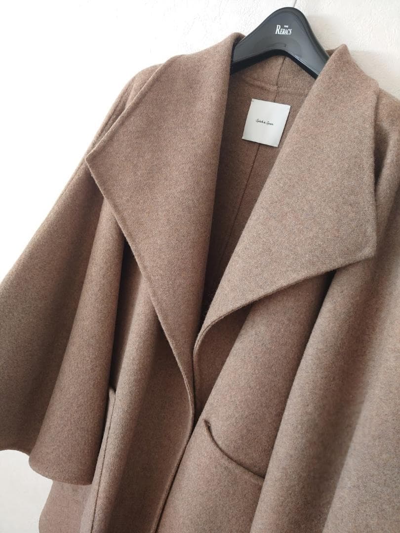 新品 スピック&スパン ダブルリバーマントコート ベージュ 50,600円