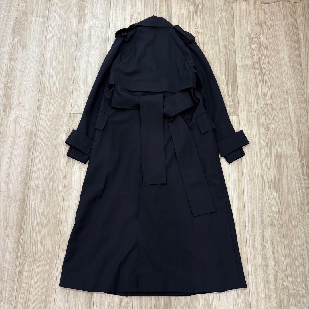 【極美品】COS トレンチコート ネイビー 34 ウールジャージー ストレッチ