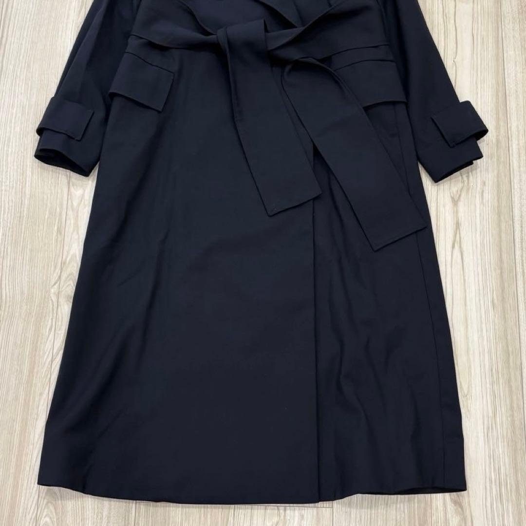 【極美品】COS トレンチコート ネイビー 34 ウールジャージー ストレッチ
