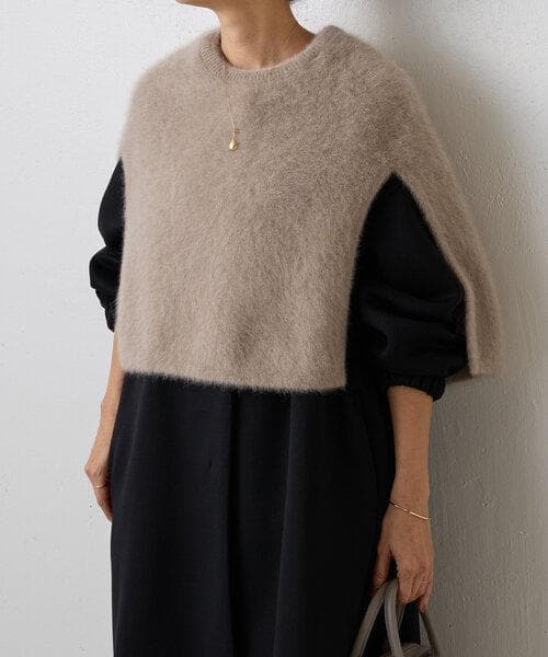 p*o様 【M168】BEARDSLEY ビアズリー ファーニットポンチョ モカ