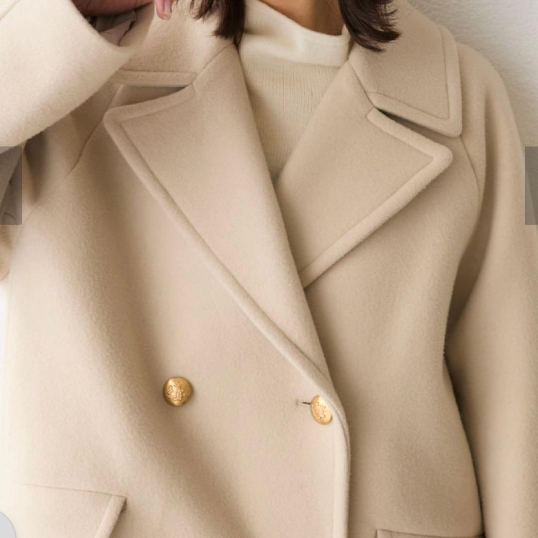 新品！【リヴドロワ】ベージュ　 ラグランPコート　S 36 ウールコート