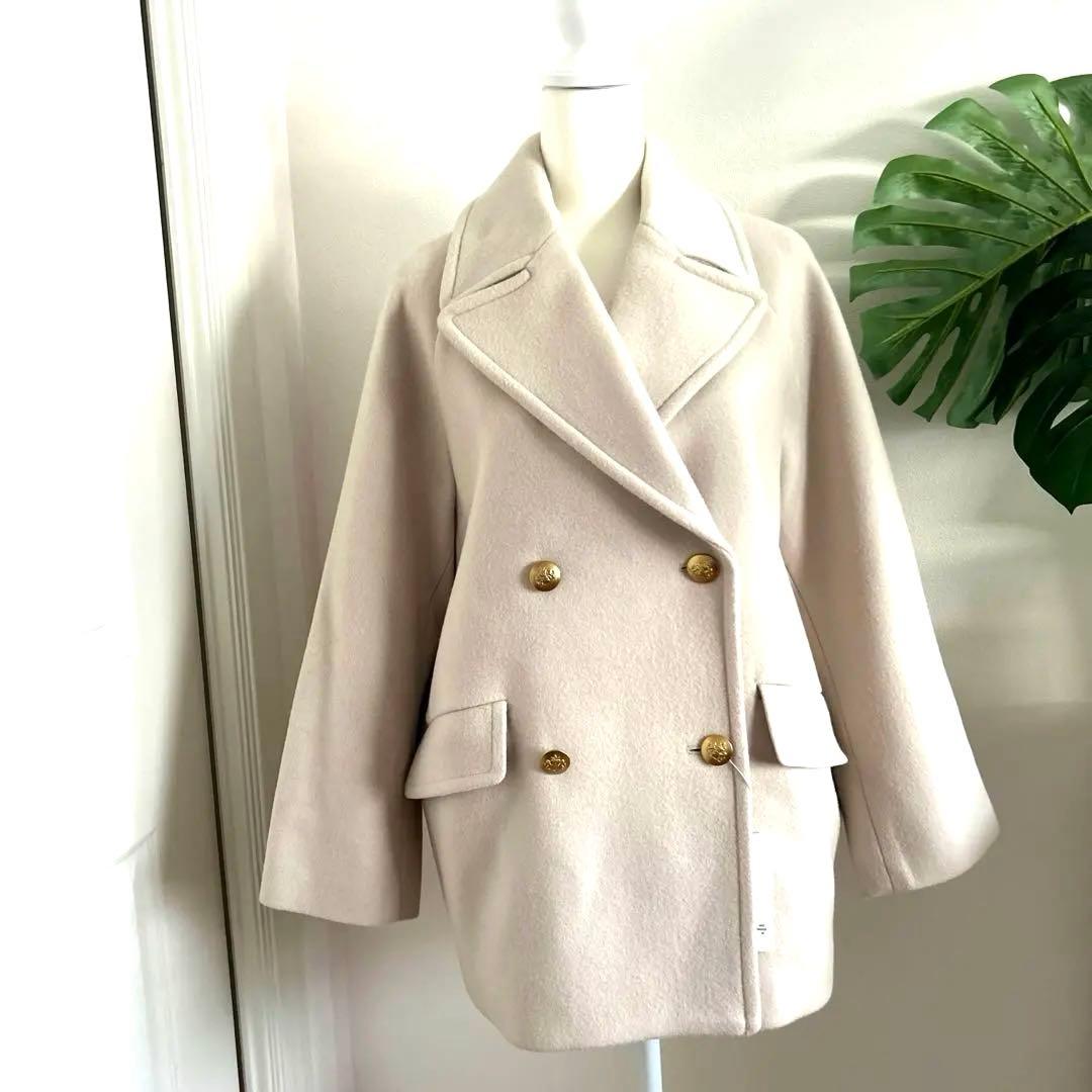 新品！【リヴドロワ】ベージュ　 ラグランPコート　S 36 ウールコート