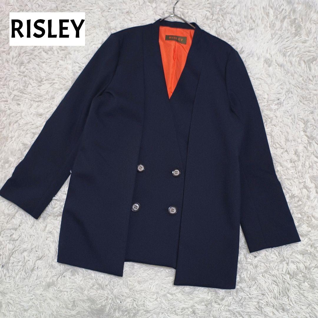 リズレー ノーカラー2WAYジャケット ネイビー