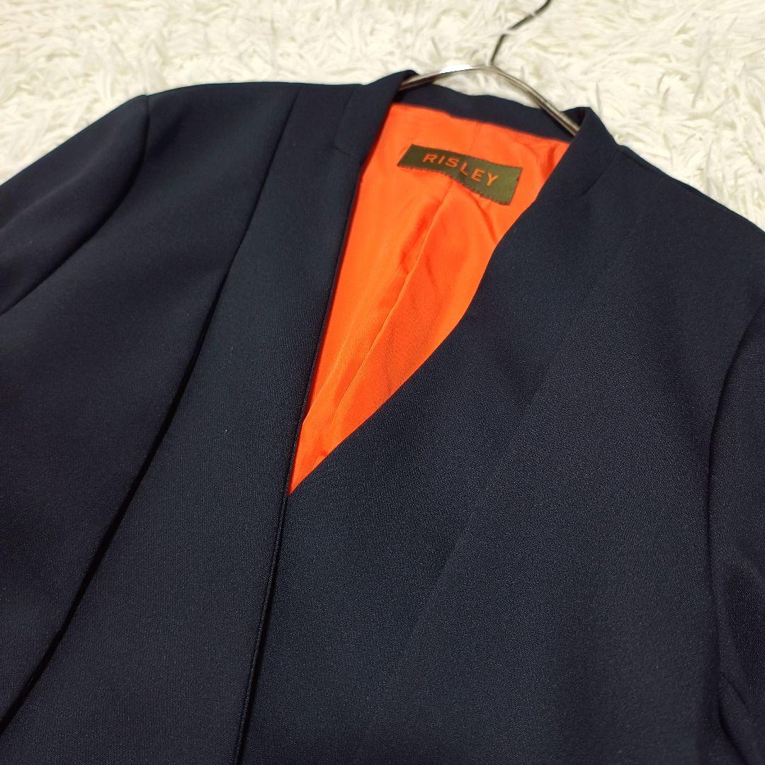 リズレー ノーカラー2WAYジャケット ネイビー