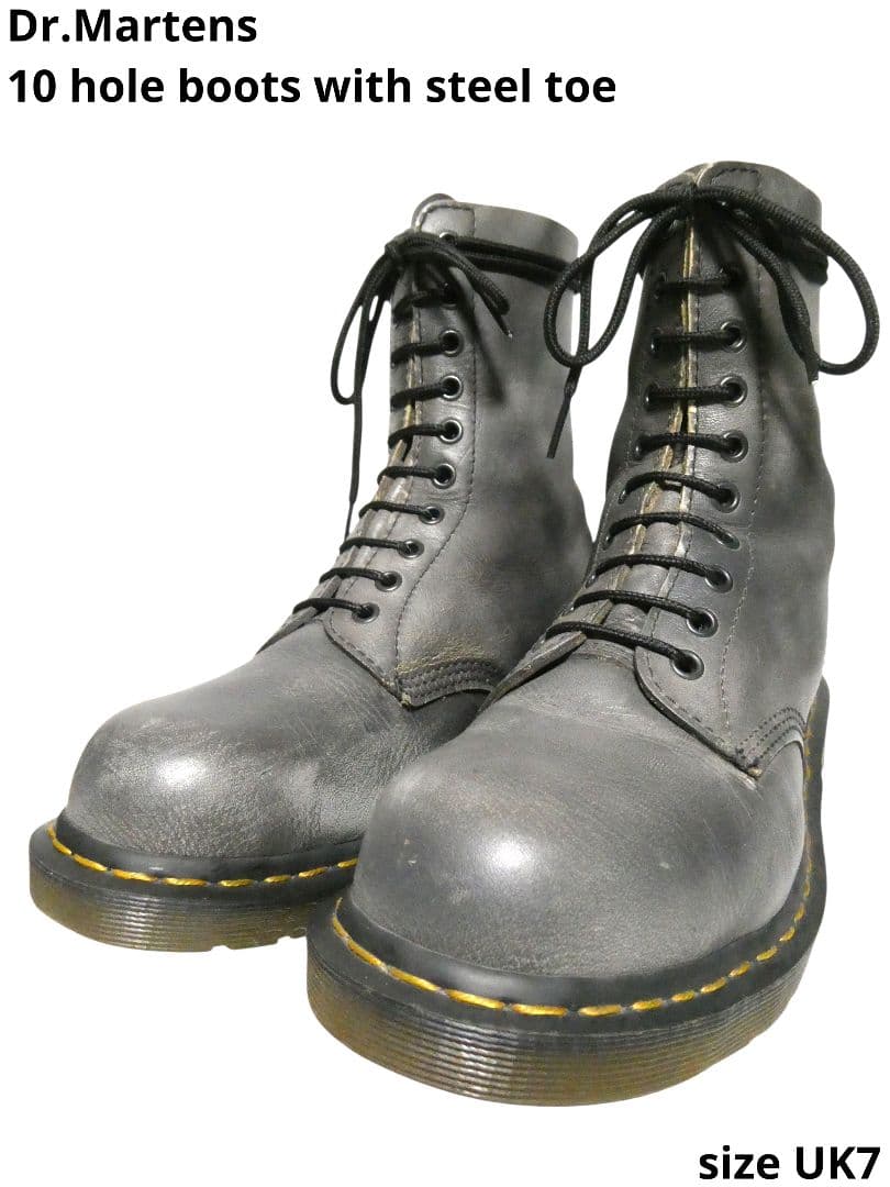 美品！激レアカラー！シルバーグレー！ドクターマーチン10ホールスチールトゥUK7