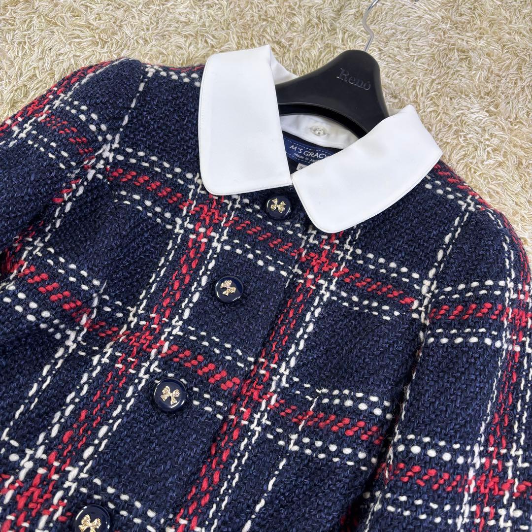 エムズグレイシー　カタログ掲載　現行　2way ツイード　ジャケット リボン