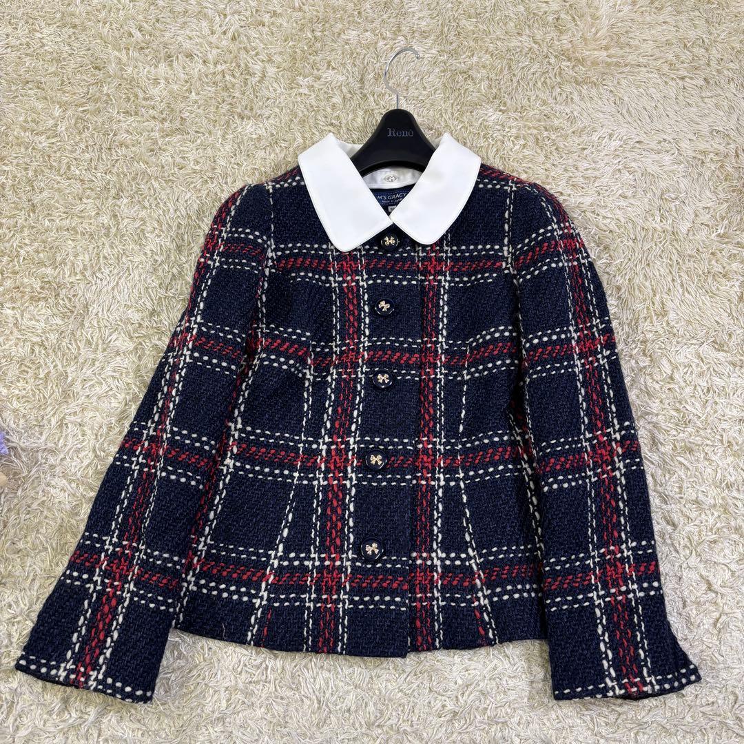 エムズグレイシー　カタログ掲載　現行　2way ツイード　ジャケット リボン