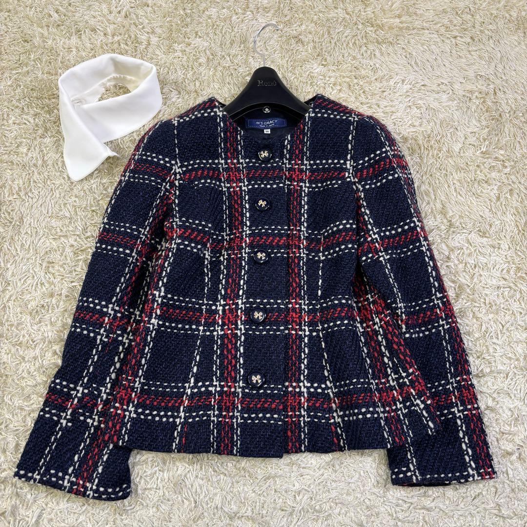 エムズグレイシー　カタログ掲載　現行　2way ツイード　ジャケット リボン