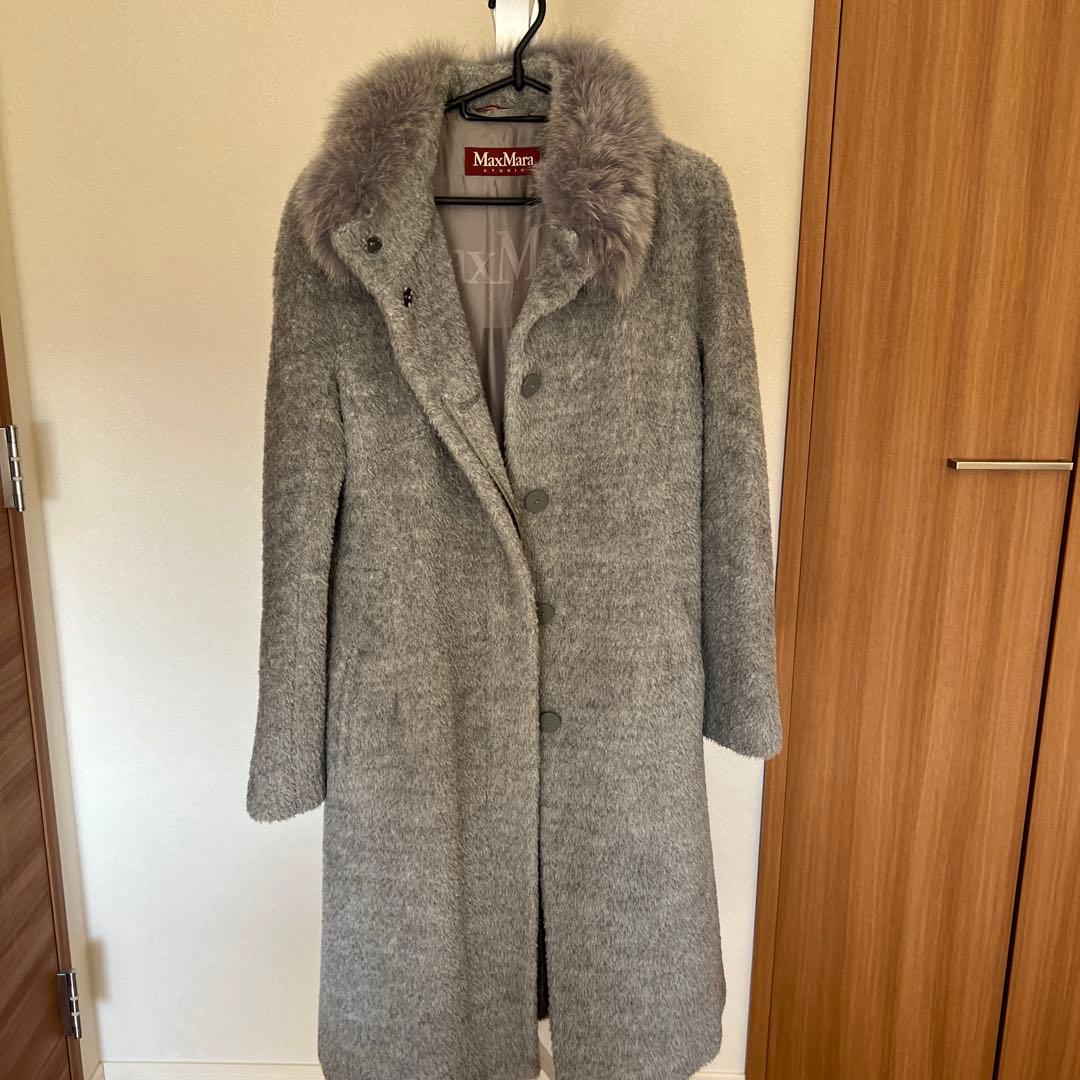 Max Mara studio グレー アルパカ混 チェスターコート JP38