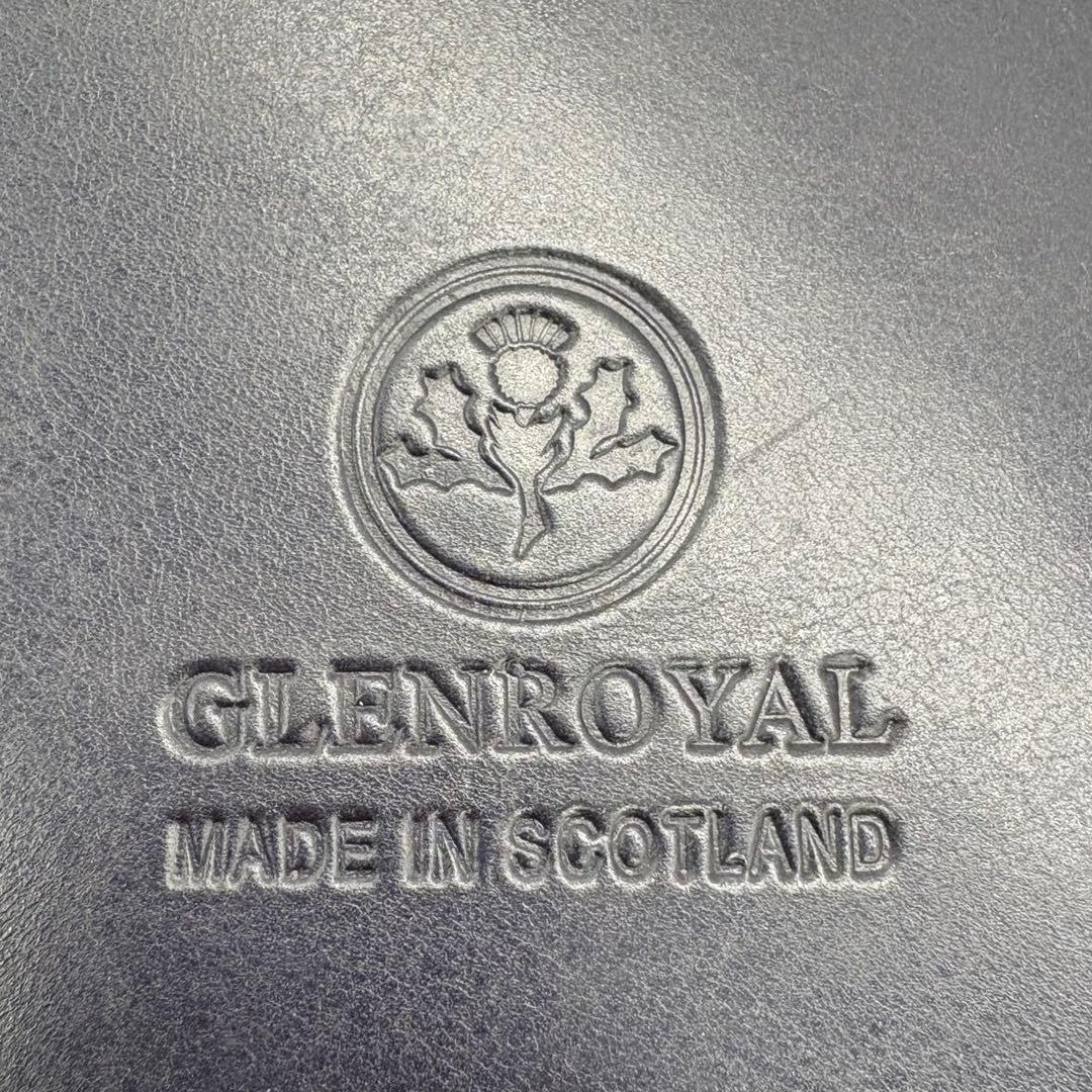 GLEN トートバッグ ビジネスバッグ 型押しロゴ ネイビー レザー