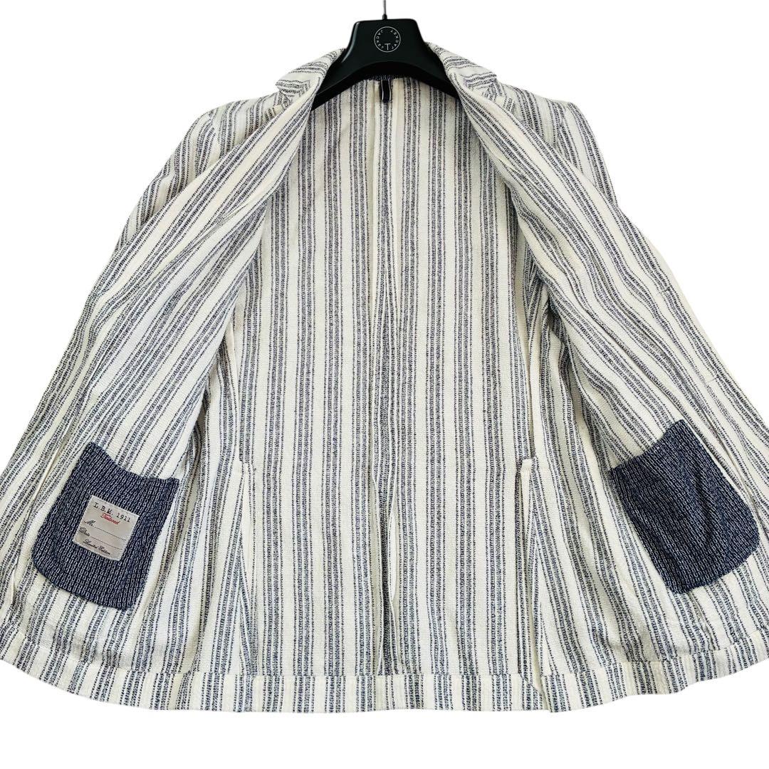 【良品】ルビアム1911 テーラードジャケット ストライプ　リネン混　イタリア製