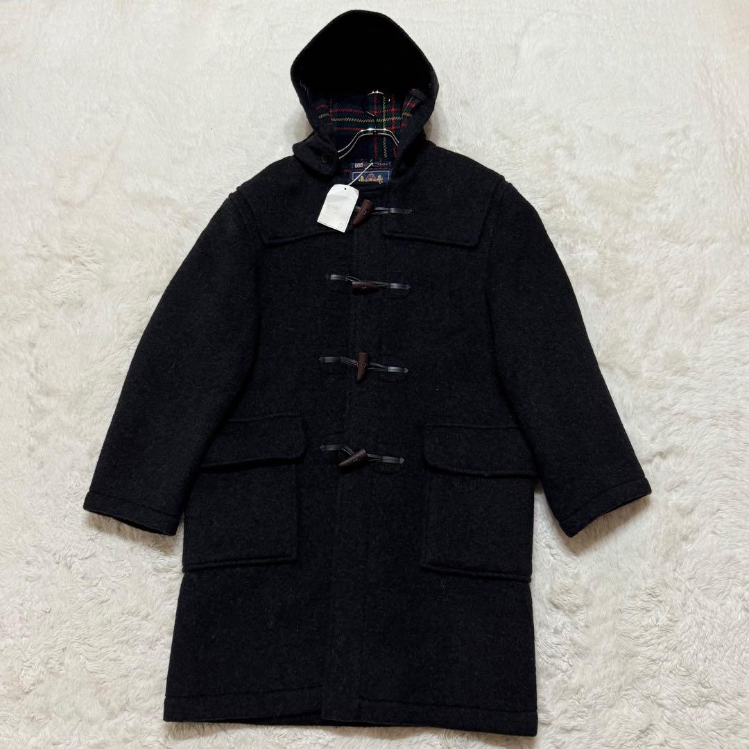 新品/英国製 グローバーオール ダッフルコート 38 チャコール 裏地チェック