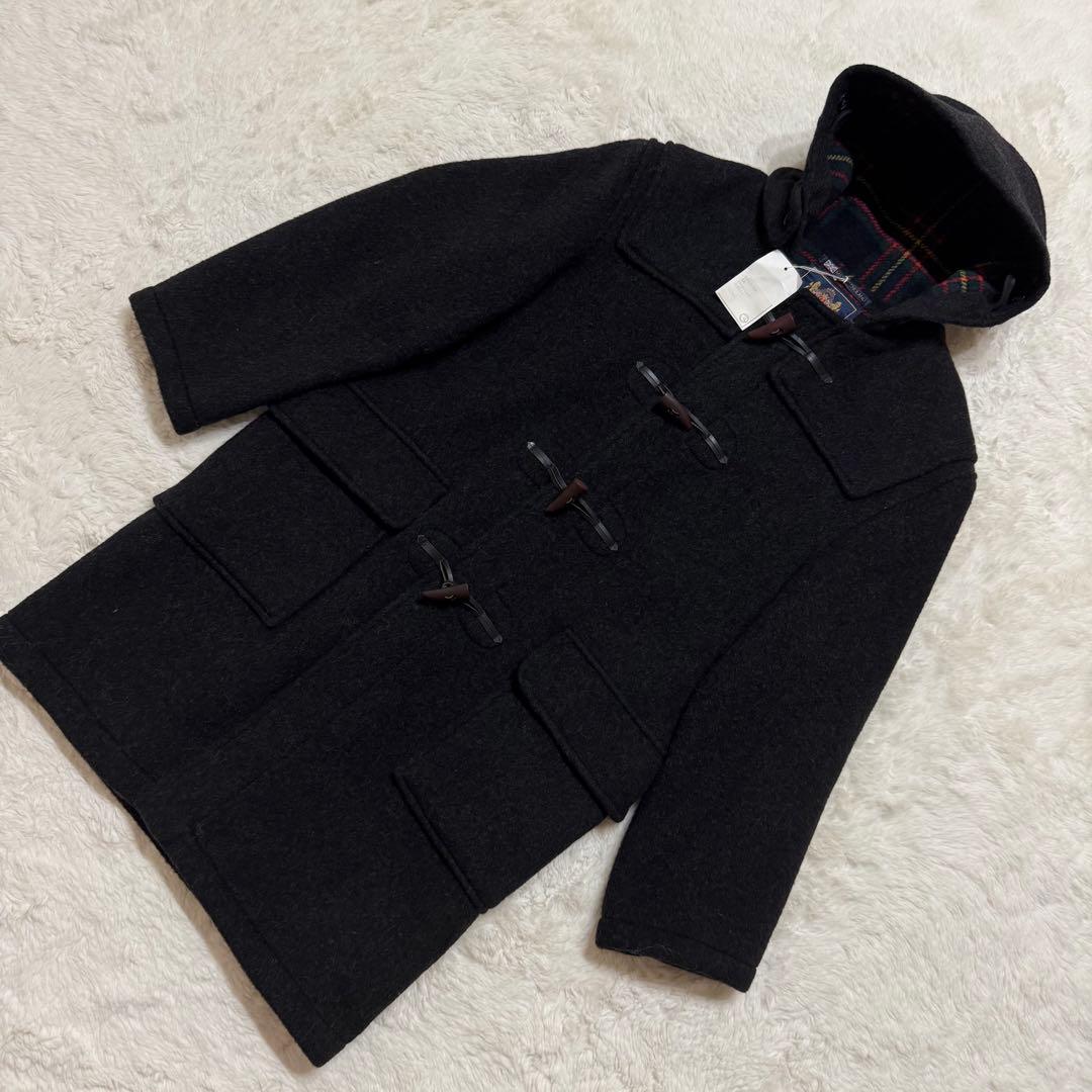 新品/英国製 グローバーオール ダッフルコート 38 チャコール 裏地チェック