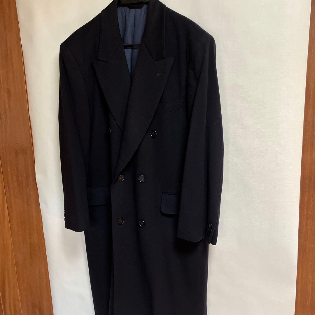 ネイビー ダブルブレスト カシミヤコート