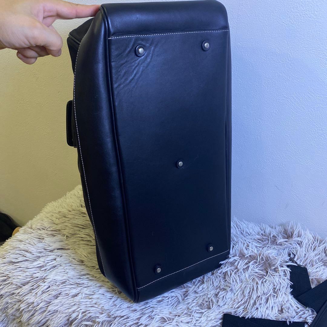 【美品】COACH コーチ　ブラック ボストンバッグ　レザー　ナイロン