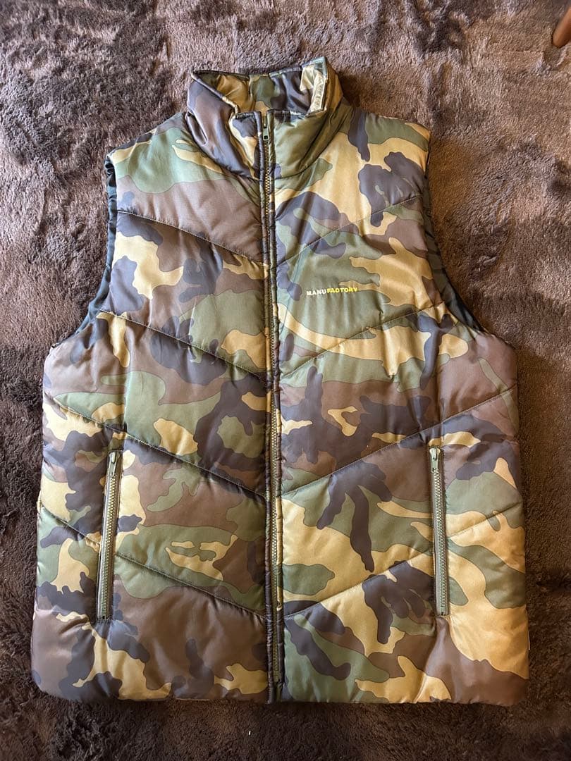 新品 MANUFACTORY カモフラージュ ダウンベスト ダウン フェザー