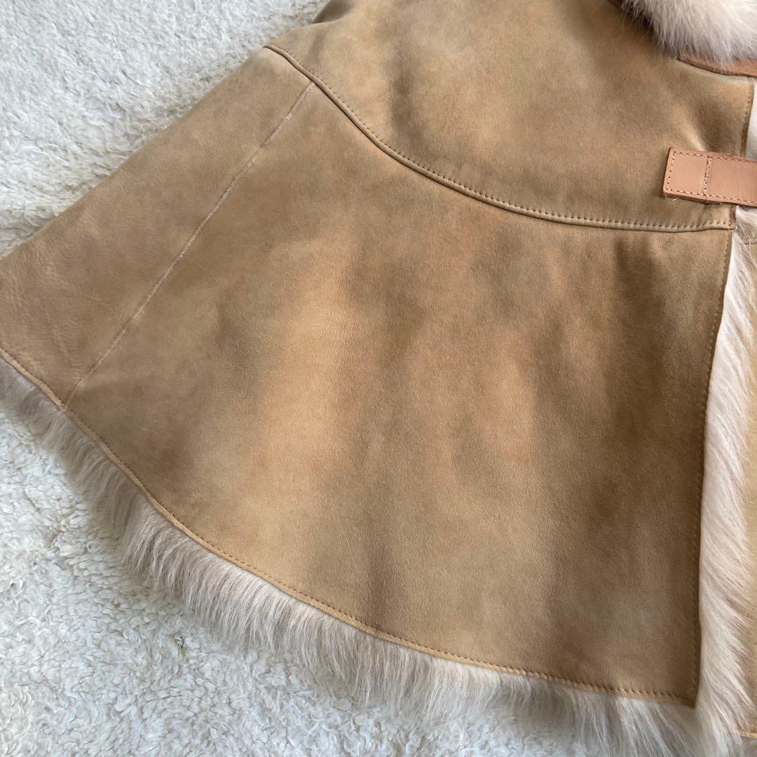 【美品】クレージュ　ケープコート　羊革　ムートン　毛皮　ファー　サイズ38