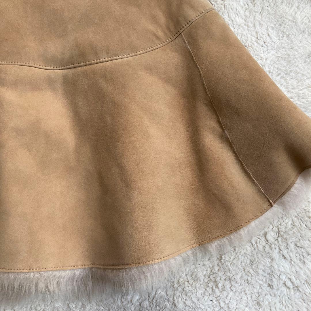 【美品】クレージュ　ケープコート　羊革　ムートン　毛皮　ファー　サイズ38