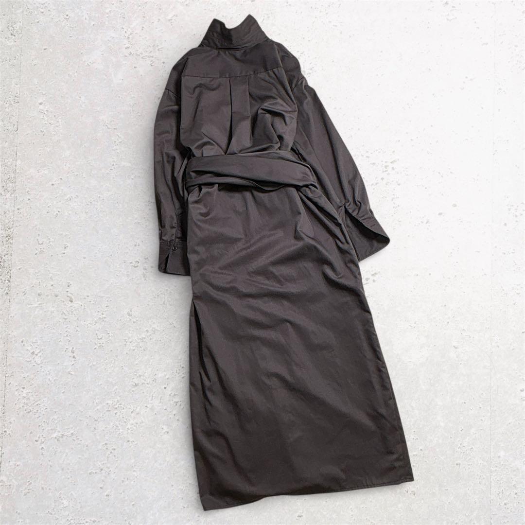 アニュアンス 洗える✨️ラップストレートシャツワンピース ダークブラウン