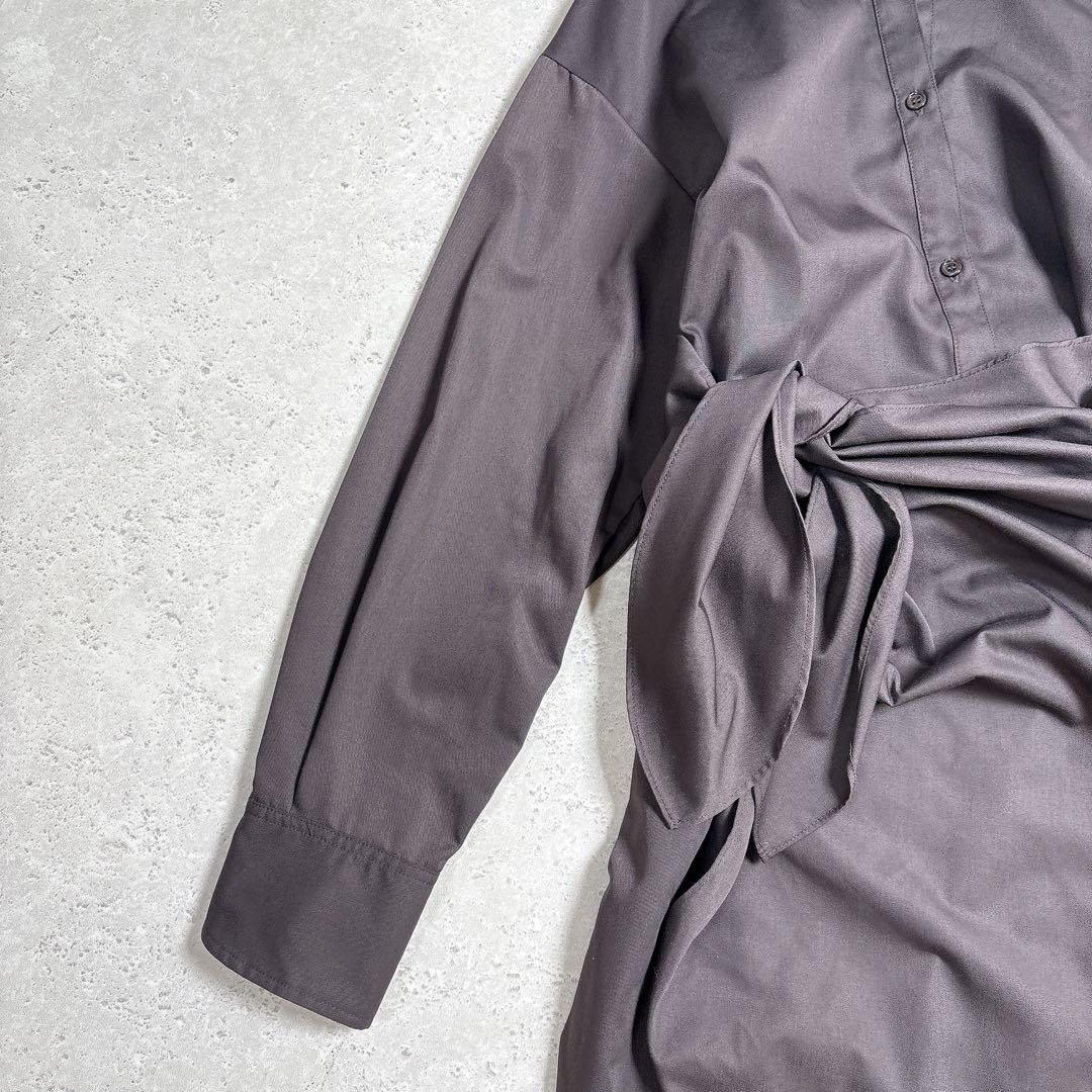 アニュアンス 洗える✨️ラップストレートシャツワンピース ダークブラウン