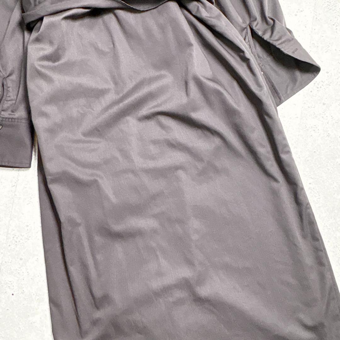 アニュアンス 洗える✨️ラップストレートシャツワンピース ダークブラウン