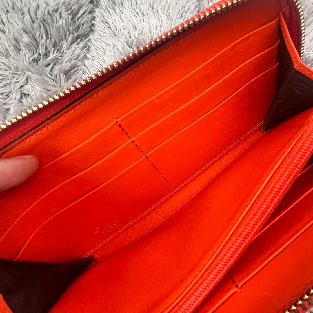 極美品✨GUCCI マイクロシマ　ラウンドファスナー　オレンジ　長財布