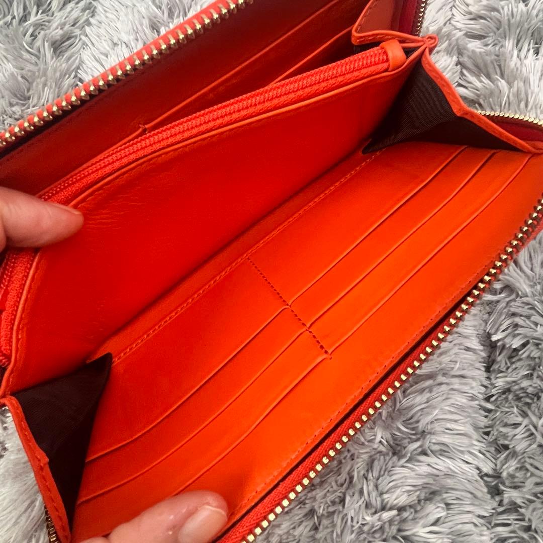極美品✨GUCCI マイクロシマ　ラウンドファスナー　オレンジ　長財布