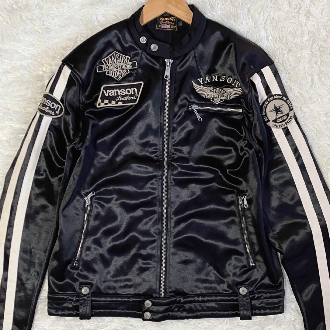 希少品 VANSON ボンディング調 ライダースジャケット XLサイズ 豪華刺繍