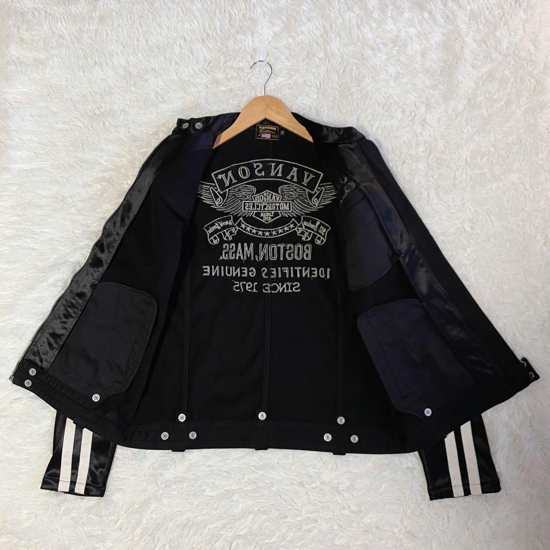 希少品 VANSON ボンディング調 ライダースジャケット XLサイズ 豪華刺繍