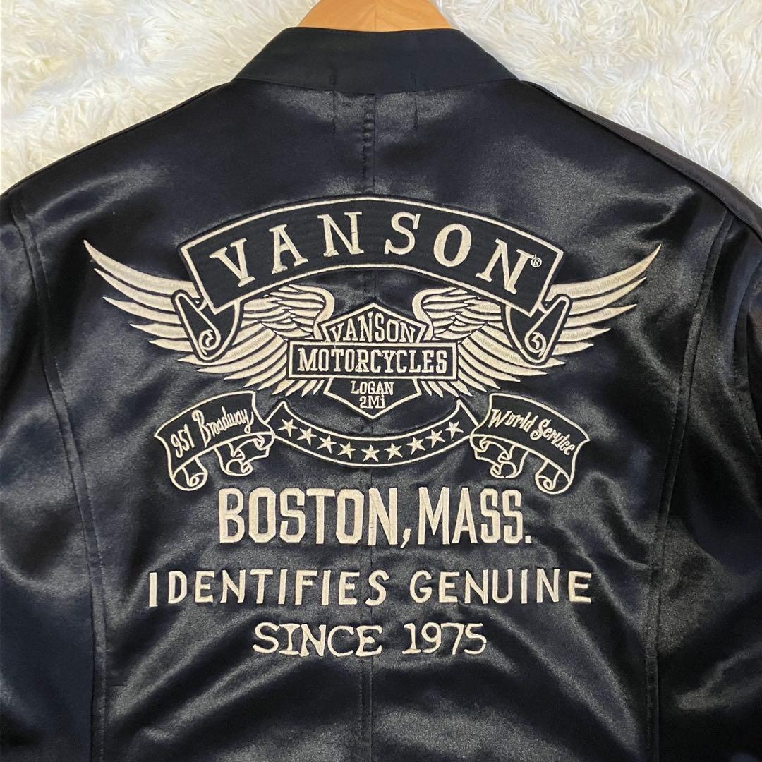 希少品 VANSON ボンディング調 ライダースジャケット XLサイズ 豪華刺繍