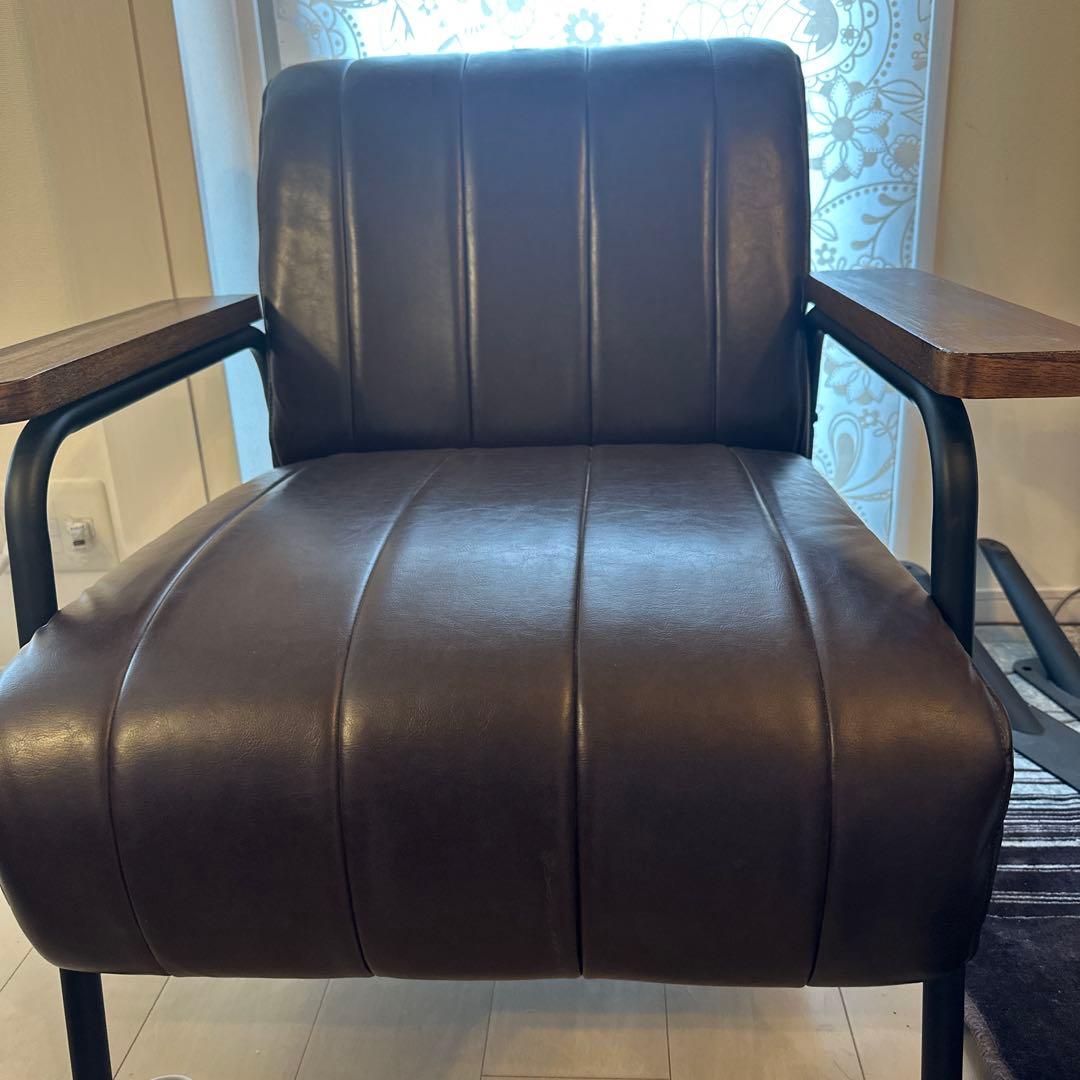 1人掛け 合皮ソファ (Nシールド ステイン2KD DBR)