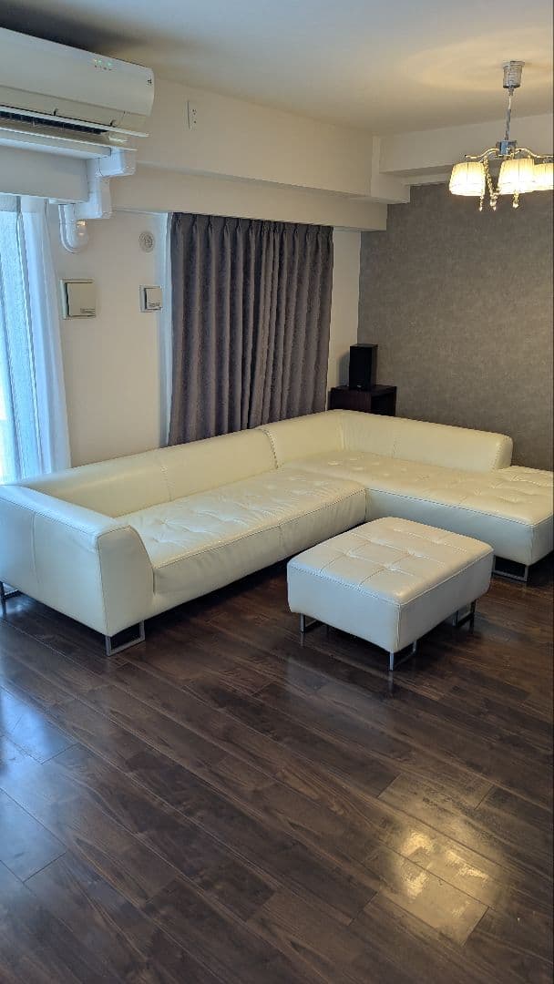 ホワイトレザー コーナーソファ セット